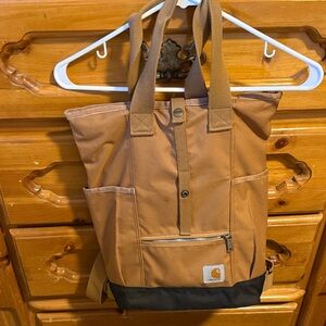 Carhartt Tan Canvas Convertible Tote-Backpack with Black Base